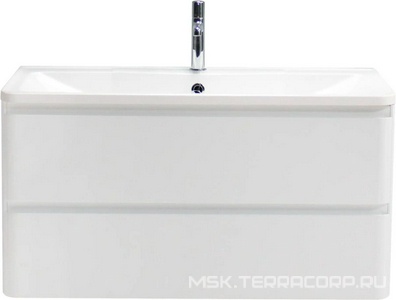 База под раковину подвесная с двумя выкатными ящиками, 1000х455хh570мм, без раковины, (цв Bianco Lucido),  ZZ BelBagno Albano ALBANO-1000-2C-SO-BL