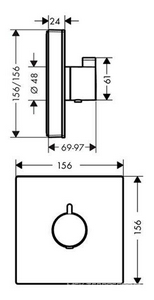 Термостат встраиваемый в стену, внешняя часть без скрытой арт.01800180, (стеклянный цв. белый/хром), HG  Glass HighFlow ZZ Hansgrohe ShowerSelect 15734400