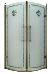 Душевой уголок 900х900хh2020мм, 1/4 круга, R550мм, две распашные двери, (стекло матовое с прозрачным узором, 8мм, фурнит. цв.бронза), Retro XX