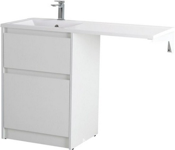 База под раковину напольная с двумя выкатными ящиками, 580x478xh845мм, для установки рядом со стир.маш, без раковины, (цв.Bianco Opaco),  ZZ BelBagno Kraft KRAFT-LVD-580/1200-2C-PIA-BO