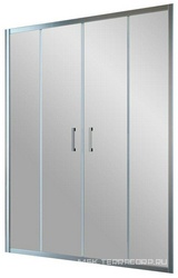 Дверь в нишу Z2P TUR NOVO, 190x200 см, четырехсекционная, две створки из центра, профиль глянцевый хром, стекло сатин, ZZ