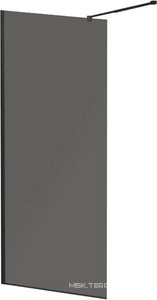 Душевая перегородка 1000хh1950мм, правая/левая, (стекло графит 8мм, поперечный кронштейн 700-1050мм, фурнит. цв.черный),  ZZ Cezares Liberta LIBERTA-L-1-100-GR-NERO