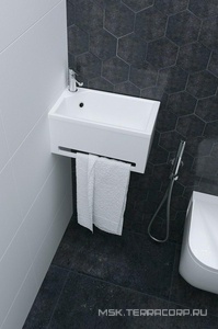 Раковина  XS MINI L 39х22 см с полотенцедержателем, цвет белый 1Marka Tiny У86733