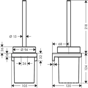 Ерш настенный, (цв.черный матовый/стекло матовое),  ZZ Hansgrohe AddStoris 41752670