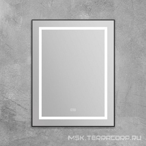Зеркало в алюминиевой раме 685x40x885мм, со встроенным светильником, сенсорным выключателем и подогревом, (рама цв.черный), BelBagno ZZ BelBagno Kraft SPC-KRAFT-685-885-TCH-WARM-NERO