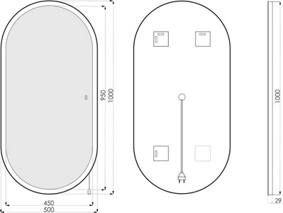 Зеркало STWORKI  100 с ореольной подсветкой, сенсор на зеркале, овальное, ZZ STWORKI Мальмё LED-00002462