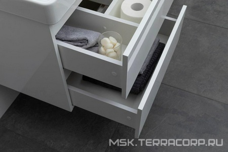 Тумба подвесная  60 см, 2 выдвижных ящика, без раковины Ирис 60 (арт.301803), цвет белый Aquanet Вега 308318