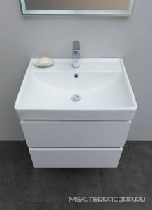 Тумба подвесная  60 см, 2 выдвижных ящика, без раковины Ирис 60 (арт.301803), цвет белый Aquanet Вега 308318