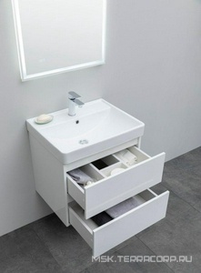 Тумба подвесная  60 см, 2 выдвижных ящика, без раковины Ирис 60 (арт.301803), цвет белый Aquanet Вега 308318