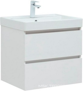 Тумба подвесная  60 см, 2 выдвижных ящика, без раковины Ирис 60 (арт.301803), цвет белый Aquanet Вега 308318