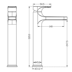 Смеситель для раковины высокий 452-BR, высота 32 см,цв. бронза, ZZ Boheme Spectre 452-BR