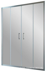 Дверь в нишу Z2P TUR NOVO h1900, 200x190 см, двухстворчатая раздвижная, профиль хром глянец, стекло прозрачное, покрытие BriteGuard  ZZ