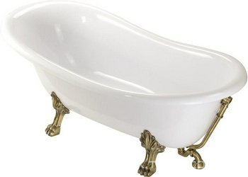 Ванна свободностоящая 170х81хh74cм, на лапах "LEONE" STANDART, слив-перелив в компл., (искусственный камень цв.белый, фурнитура цв.бронза), Bella ZZ