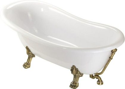 Ванна свободностоящая 170х81хh74cм, на лапах "LEONE" STANDART, слив-перелив в компл., (искусственный камень цв.белый, фурнитура цв.бронза),  ZZ Migliore Bella 26916