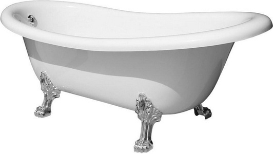 Ванна свободностоящая 170х81хh74cм, на лапах "LEONE" STANDART, слив-перелив в компл., (искусственный камень цв.белый, фурнитура цв.хром),  ZZ Migliore Bella 26917