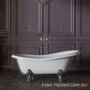 Ванна свободностоящая 170х81хh74cм, на лапах "LEONE" STANDART, слив-перелив в компл., (искусственный камень цв.белый, фурнитура цв.хром),  ZZ Migliore Bella 26917