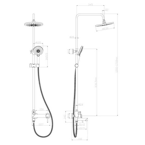 Душевая стойка для ванны/душа, поворотный излив, верхний душ + ручной душ, цв. хром KL Lemark Minima LM3862C
