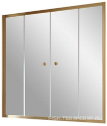 Шторка на ванну Z2V, 150x140 см, раздвижная, профиль бронза, стекло прозрачное, БЕЗ покрытия ZZ
