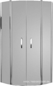 Дверь распашная с неподв.сегм. DX/SX прав./лев. (1/2 душ.каб.!!! 100х100хh191см, R=500, стекло 6мм, GL прозр., фурн. 05 bril, хром)  ZZ Provex Vario 4005QV05GL