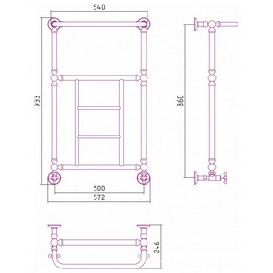 Полотенцесушитель водяной  1452 860x500  в цвете состаренная БРОНЗА, ZZ Сунержа Ренессанс 05-0282-8650