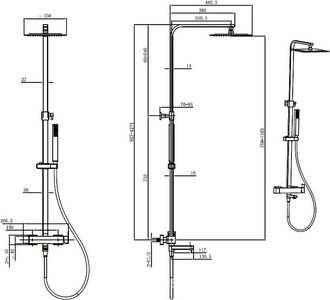 Смеситель для ванны, со стационарным верхним душем 250х250мм., душевая лейка, шланг в компл., (цв.черный матовый),  ZZ Allen Brau Infinity 5.21029-31