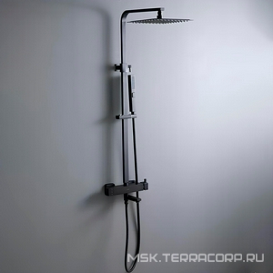 Смеситель для ванны, со стационарным верхним душем 250х250мм., душевая лейка, шланг в компл., (цв.черный матовый),  ZZ Allen Brau Infinity 5.21029-31