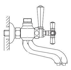 Смеситель для ванны, для монтажа со стац. верхним душем, (выход воды 3/4), (цв. золото),  ZZ Nicolazzi Teide Four 1900 GO 45