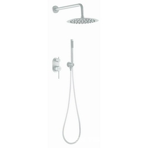 Смеситель встроенный + верхний+ ручной душ (комплект) Uno 464-MW С ВНУТРЕННЕЙ ЧАСТЬЮ, белый ZZ Boheme UNO 464-MW