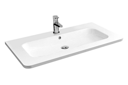 Раковина накладная на тумбу 800x480xh200мм, с 1 отверстием для смесителя, с переливом, (искуственный камень), Vincea ZZ Vincea Универсал VCB-1RA800W