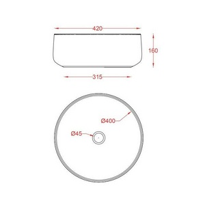 Раковина накладная на столешницу, круглая d420хh160мм, без отв.д/смесит., без перелива, (цв. nero germania),  ZZ ArtСeram Cognac COL001 21; 00