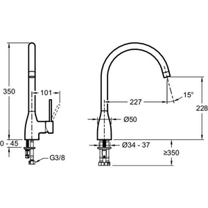 Cмеситель для кухни , однорычажный,, хром ZZ Jacob Delafon Mariette E23303-CP