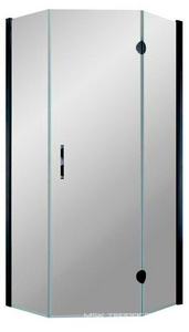 Душевое ограждение 90x90x190 см, правое,  пятиугольное с распашной дверью, профиль черный матовый, стекло прозрачное, БЕЗ поддона, БЕЗ покрытия, ZZ Vegas Glass AFA-Pen AFA-Pen 90 02М 01 правое
