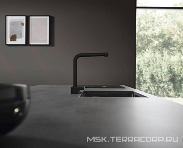 Смеситель для кухни, 250, с вытяжным душем, 2jet, (цв.матовый черный),  ZZ Hansgrohe Aquno Select M81 73836670