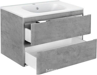 База под раковину подвесная, 2 выкатных ящика, 790x466xh500мм, без раковины, (цв.Beton),  ZZ Vincea Vico VMC-2V800BT