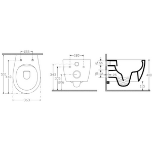 Унитаз подвесной 510х363мм, безободковый, без сиденья, (цв.черный матовый),  ZZ Allen Brau Fantasy 4.11004.31