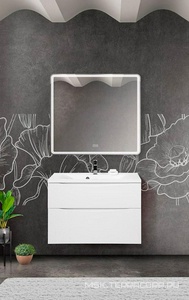 База под раковину подвесная с двумя выкатными ящиками 800x450x600мм, без раковины, (цв.Bianco Lucido),  ZZ BelBagno Marino MARINO-H60-800-2C-SO-BL-P