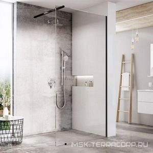 Душевое ограждение Walk-In Wall GW9W00300Z1, 205x65x8 см, профиль черный, стекло прозрачное ZZ Ravak Универсал GW9W00300Z1