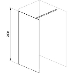 Душевое ограждение Walk-In Wall GW9W00300Z1, 205x65x8 см, профиль черный, стекло прозрачное ZZ Ravak Универсал GW9W00300Z1