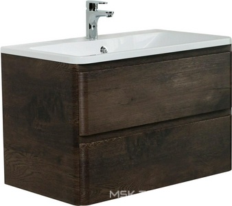 База под раковину подвесная с двумя выкатными ящиками, 800х455хh570мм, без раковины, (цв.Rovere Nature Grigio),  ZZ BelBagno Albano ALBANO-800-2C-SO-RNG