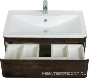 База под раковину подвесная с двумя выкатными ящиками, 800х455хh570мм, без раковины, (цв.Rovere Nature Grigio),  ZZ BelBagno Albano ALBANO-800-2C-SO-RNG