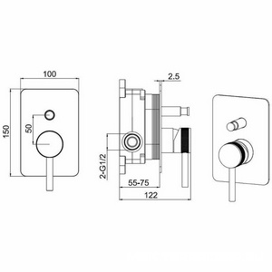 Смеситель для душа, встраиваемый в стену, с переключателем, (цв.браш.никель),  Allen Brau Priority 5.31011-BN