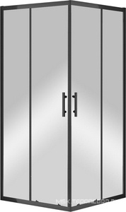 Душевой уголок 900х900хh1900мм, квадрат, 2 сдвиж. дверцы с 2 неподв. сегментами, (стекло прозрачное 6мм, фурн.цв.черный матовый),  Cezares Eco ECO-O-A-2-90-C-NERO