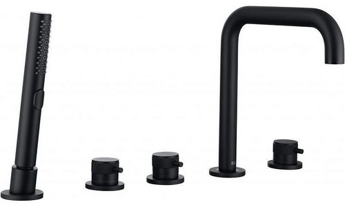 Смеситель для ванны, встраиваемый в борт, на 4 отверстия, с душ.гарнитуром, (цв.черный матовый),  ZZ Allen Brau Priority 5.31007-31