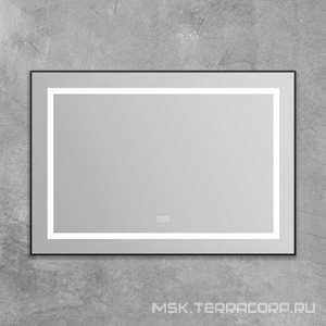 Зеркало в алюминиевой раме 985x40x685мм, со встроенным светильником, сенсорным выключателем и подогревом, (рама цв.черный), BelBagno ZZ BelBagno Kraft SPC-KRAFT-985-685-TCH-WARM-NERO