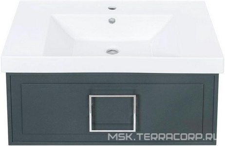 Тумба под раковину, с 1 выкатным ящиком, 776x469хh350мм, без раковины/столешницы, БЕЗ РУЧКИ, (цв.серый матовый),  ZZ La Fenice Cubo FNC-01-CUB-G-80