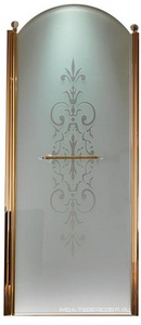 Дверь для душа, в нишу, 90хh203см, ЛЕВАЯ, (стекло матовое с прозр. декором, профиль цв.бронза, ручка вертикальная KDM03BRX),  ZZ Samo Eterna BS9856 BRX R6 SX / KDM03BRX