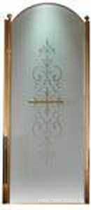 Дверь для душа, в нишу, 90хh203см, ЛЕВАЯ, (стекло матовое с прозр. декором, профиль цв.бронза, ручка вертикальная KDM03BRX),  ZZ Samo Eterna BS9856 BRX R6 SX / KDM03BRX