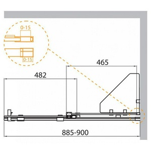 Душевая перегородка 900хh1950мм, 2 стекла, раздвижн., правая/левая, полочки 2шт. с  крепл. в компл., (стекло прозр.8мм., фурнит. цв.хром),  ZZ Cezares Stream STREAM-BF-1-90-C-Cr