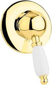 Смеситель для душа, встраиваемый в стену, (цв.золото, ручка цв.белый),  ZZ Cezares Elite ELITE-DIM-03/24-Bi
