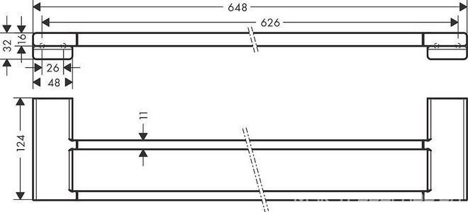 Полотенцедержатель двойной 648мм, (цв.шлиф.бронза),  ZZ Hansgrohe AddStoris 41743140